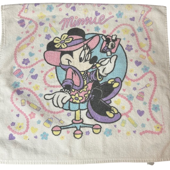 Disney Other - Disney Minnie Mouse Bath Towel Kids OS White Vintage 90s Makeup Pastel USA Made